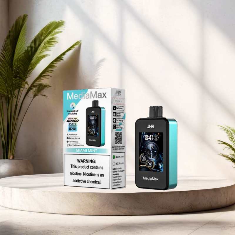 jnr-mediamax-smart-vape-europe-france-belgique-puff-jetable-disposable-40000puffs-miami-mintJNR MediaMax 40000
